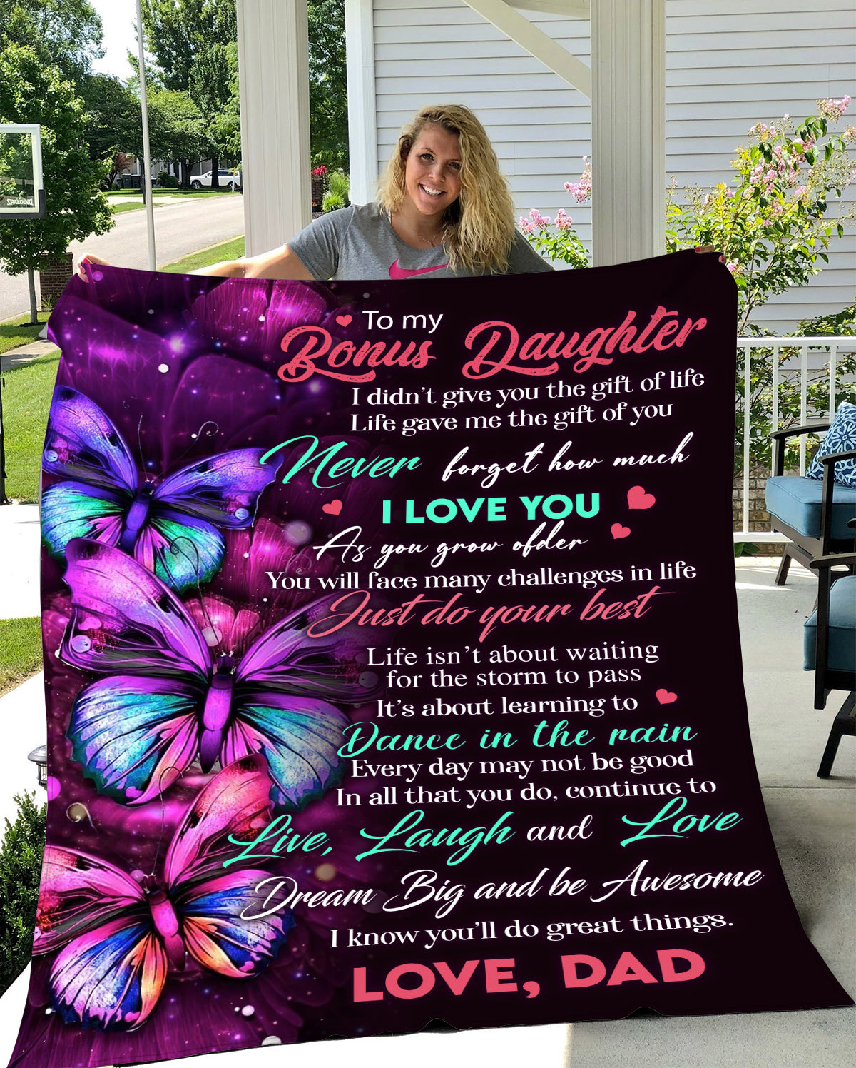 To My Bonus Daughter - Fleece Blanket 60x80